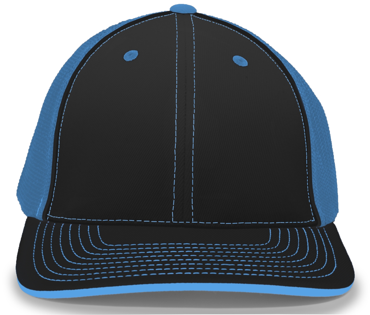 404M.91M.S-M Trucker Flexfit Cap, Black & Neon Blue - Small & Medium