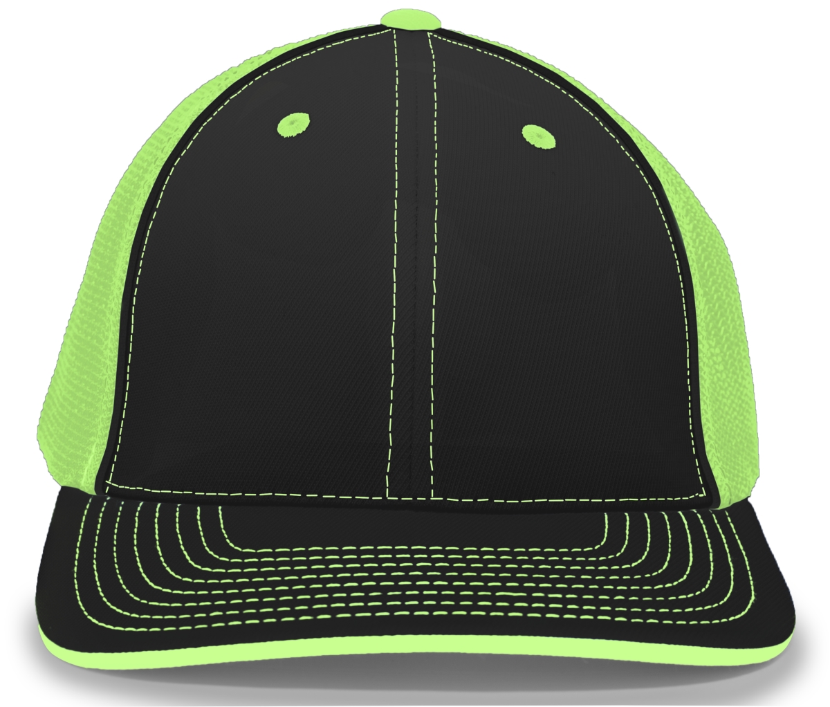 404M.92M.L-XL Trucker Flexfit Cap, Black & Neon Green - Large & Extra Large