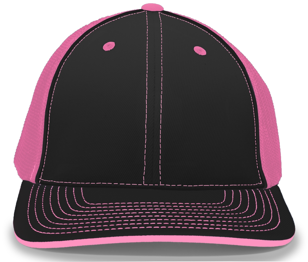 404M.59P.L-XL Trucker Flexfit Cap, Black & Pink - Large & Extra Large