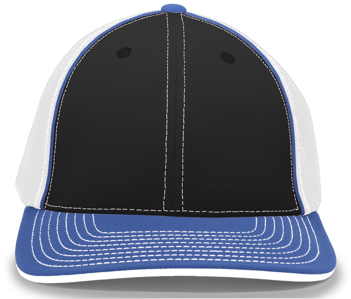 Trucker Flexfit Cap - Black, White & Royal - Extra Small
