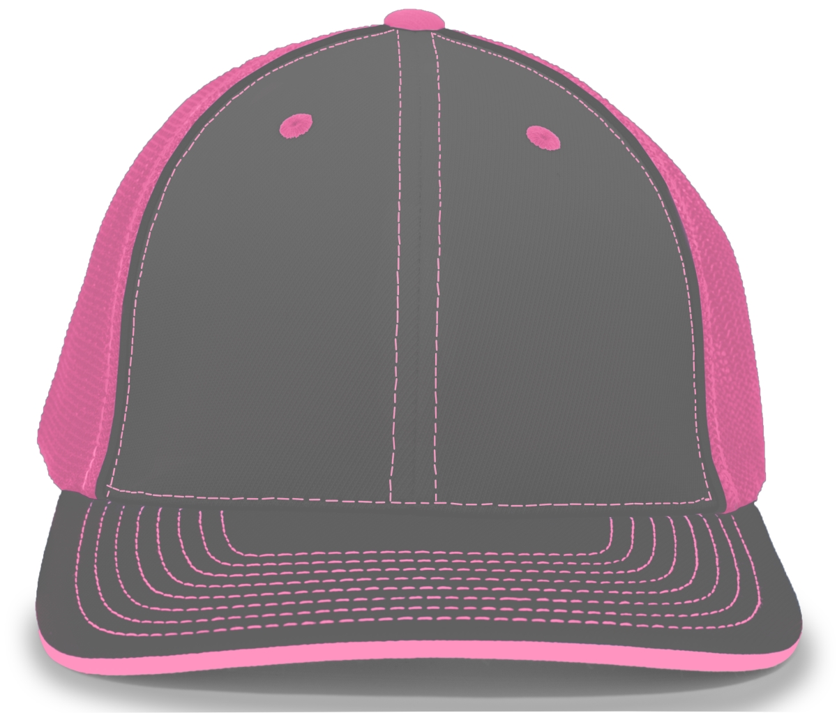 404M.26P.S-M Trucker Flexfit Cap, Graphite & Pink - Small & Medium