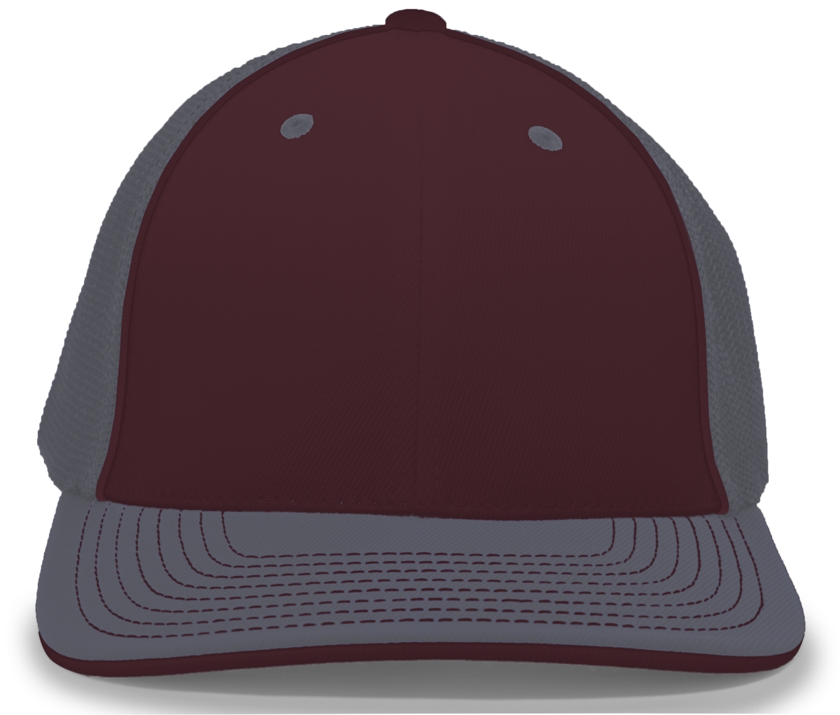 404M.93Q.XS Trucker Flexfit Cap, Maroon & Graphite - Extra Small