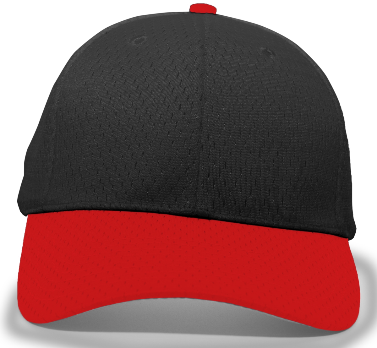 805M.424.YTH Coolport Mesh Hook & Loop Adjustable Cap, Black & Red - Youth