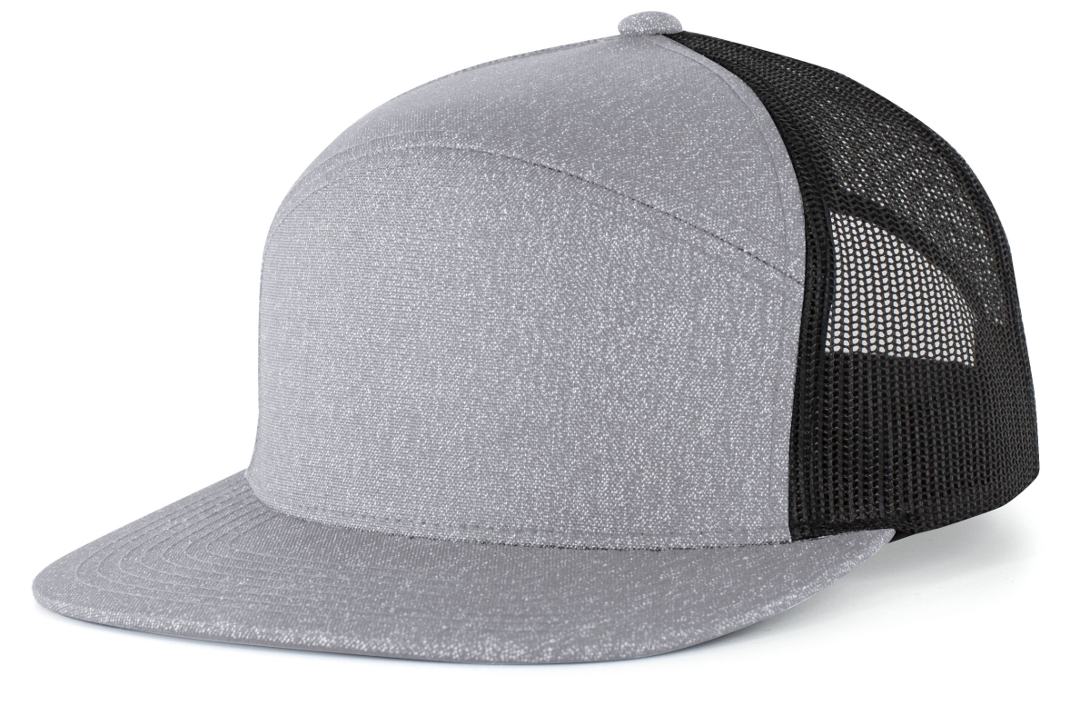 Heather 6-Panel Arch Trucker Snapback Cap, Grey Heather & White - One Size