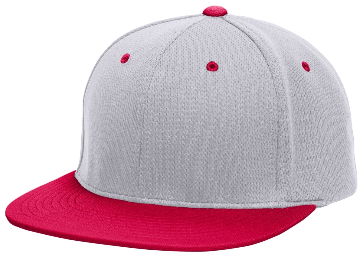 ES342.108.S-M Premium P-Tec Flexfit Cap, Silver & Red - Small & Medium