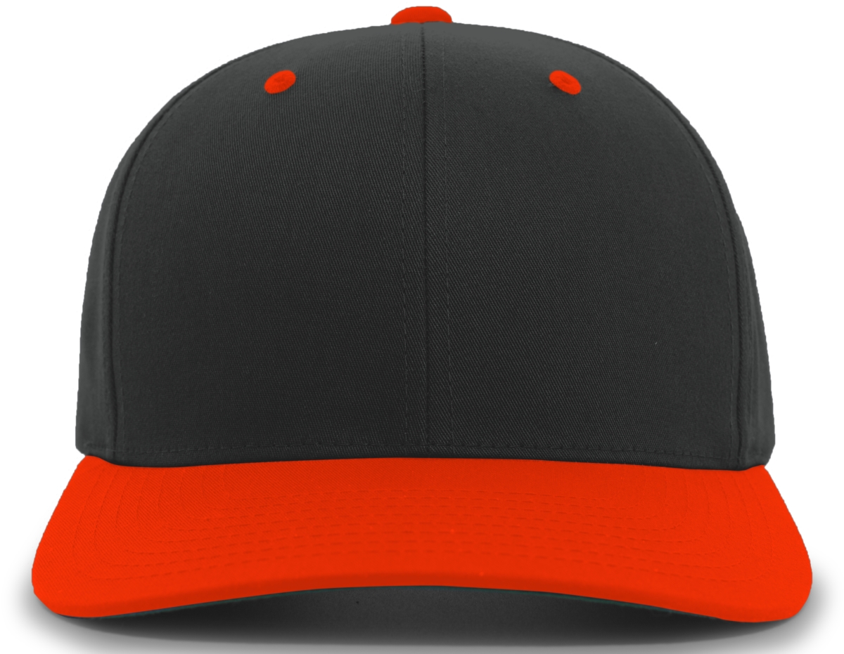 302C.423.OS Cotton-Poly Hook & Loop Adjustable Cap, Black & Orange - One Size