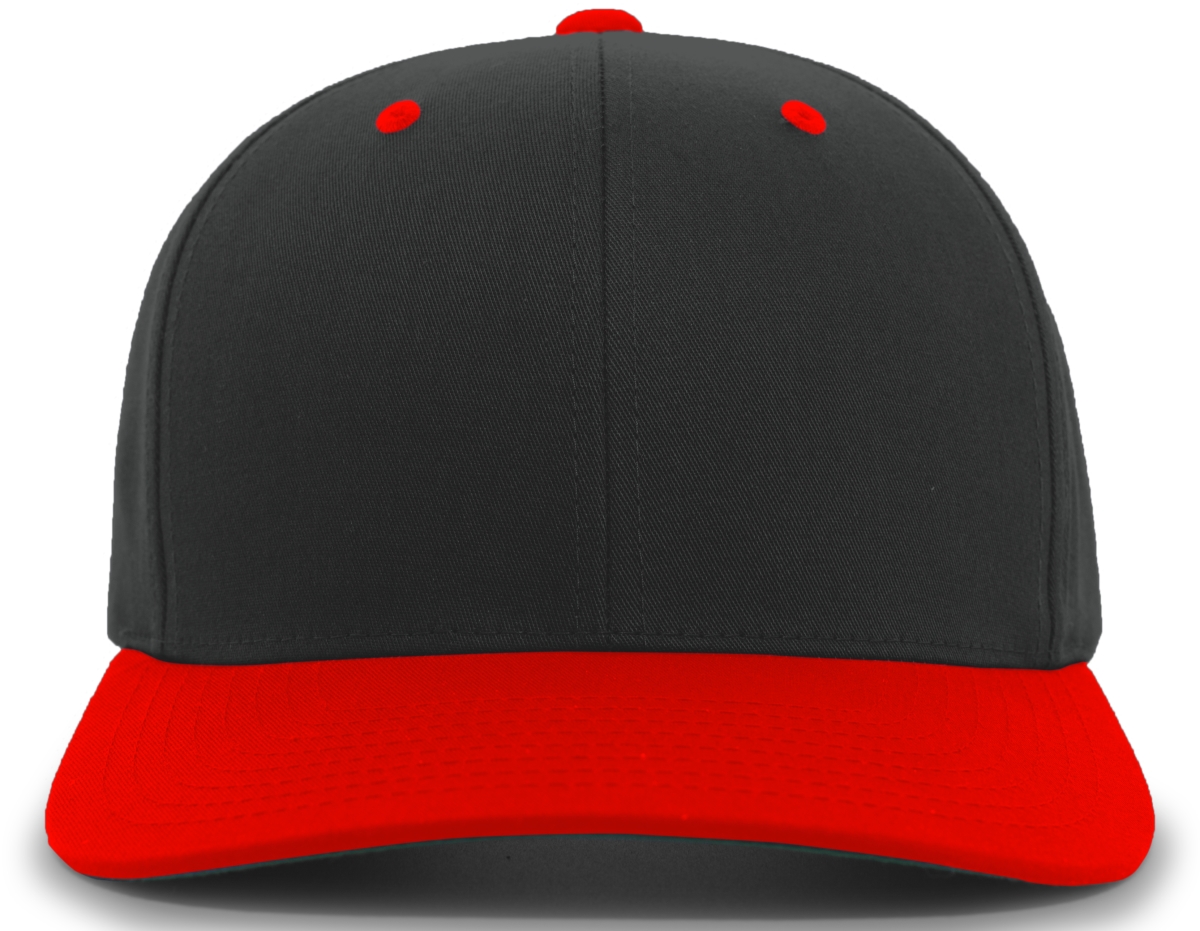 302C.424.OS Cotton-Poly Hook & Loop Adjustable Cap, Black & Red - One Size
