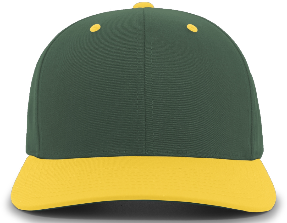 302C.442.OS Cotton-Poly Hook & Loop Adjustable Cap, Dark Green & Gold - One Size