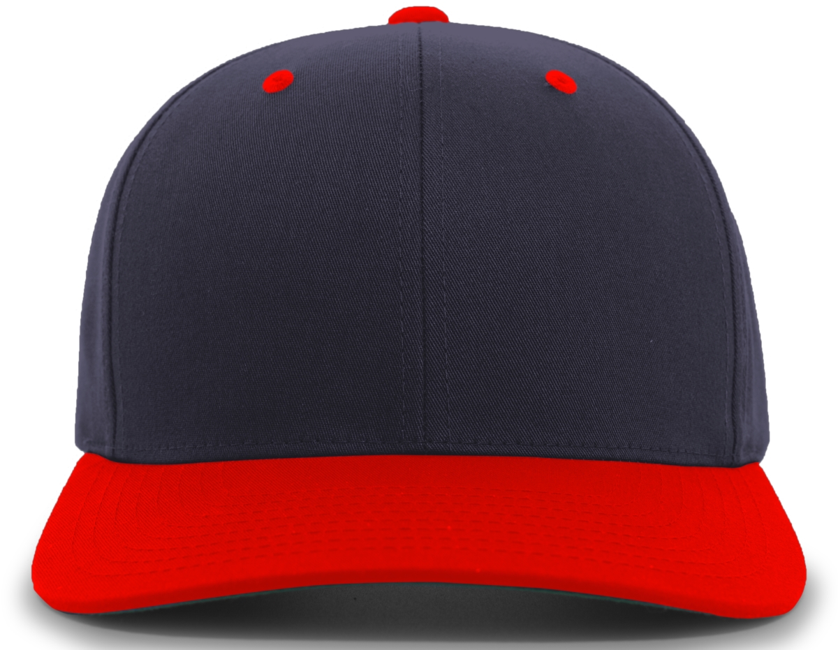 302C.307.YTH Cotton-Poly Hook & Loop Adjustable Cap, Navy & Red - Youth
