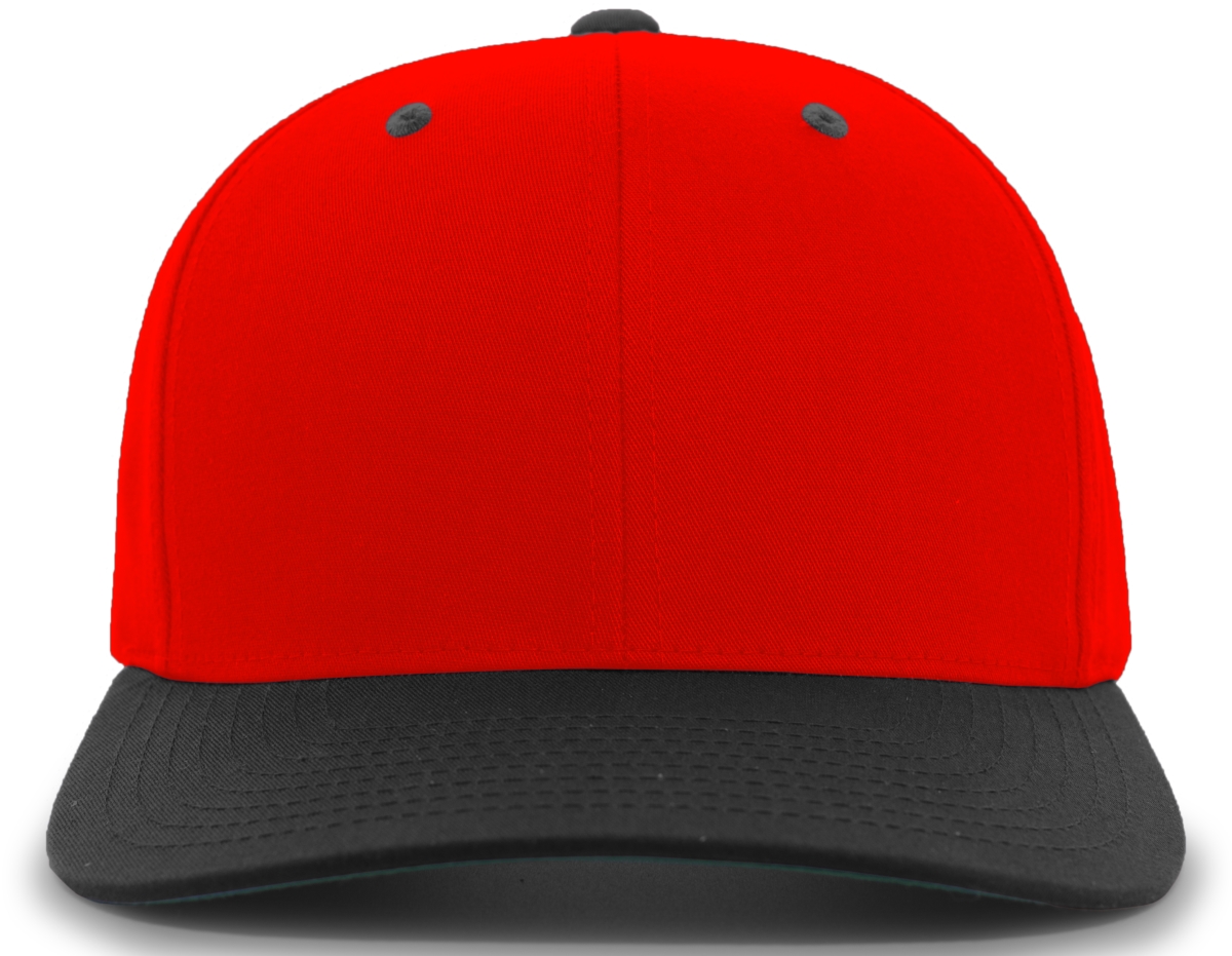 302C.407.OS Cotton-Poly Hook & Loop Adjustable Cap, Red & Black - One Size