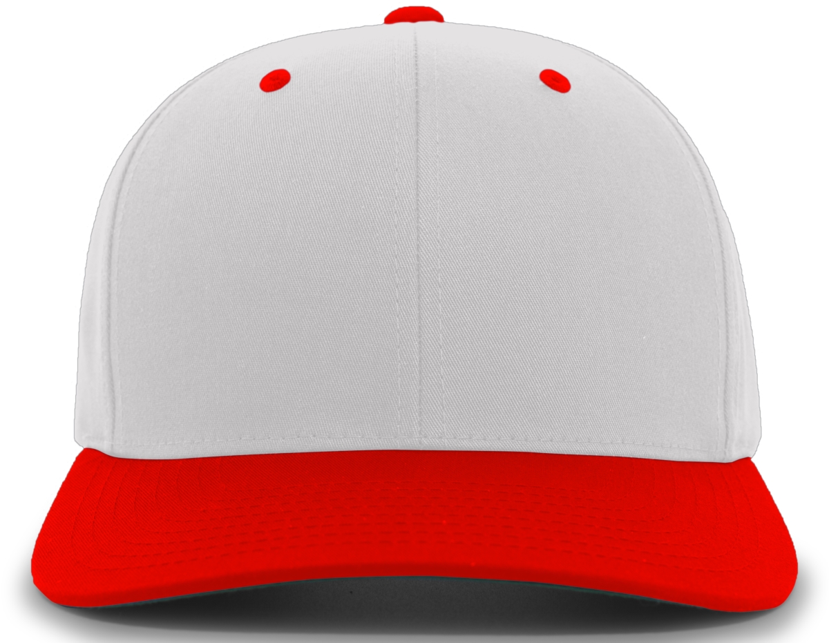 302C.108.OS Cotton-Poly Hook & Loop Adjustable Cap, Silver & Red - One Size