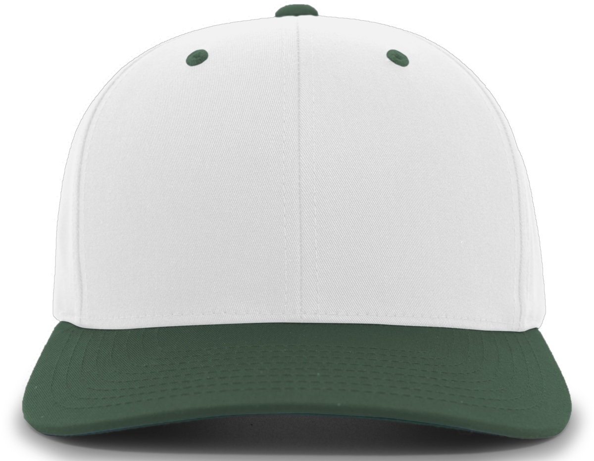 302C.232.OS Cotton-Poly Hook & Loop Adjustable Cap, White & Dark Green - One Size
