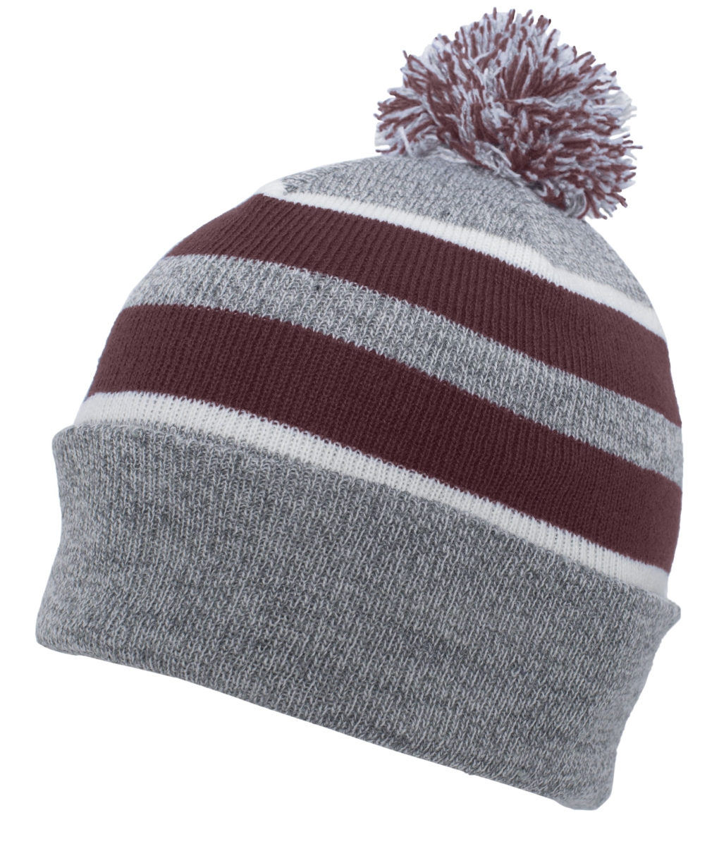 Knit Fold Over Pom-Pom Beanie Hat, White - One Size
