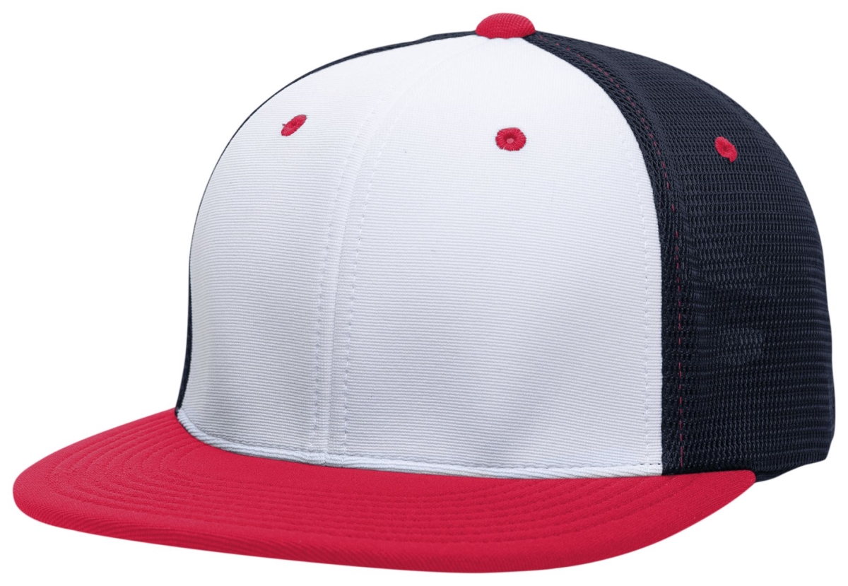 ES341.X26.S-M Premium M2 Performance Trucker Flexfit Cap, White & Black & Graphite - Small & Medium