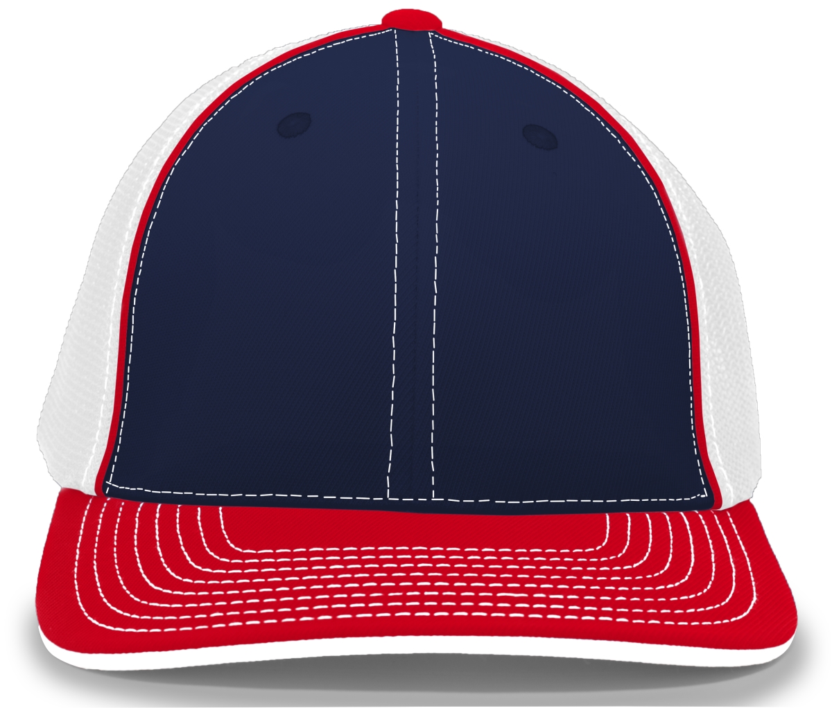 404M.118.XS Trucker Flexfit Cap - Navy, White & Red - Extra Small