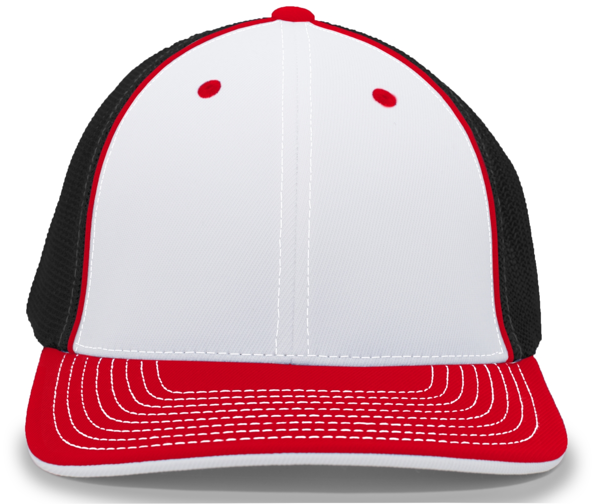 404M.517.XS Trucker Flexfit Cap - White, Black & Red - Extra Small
