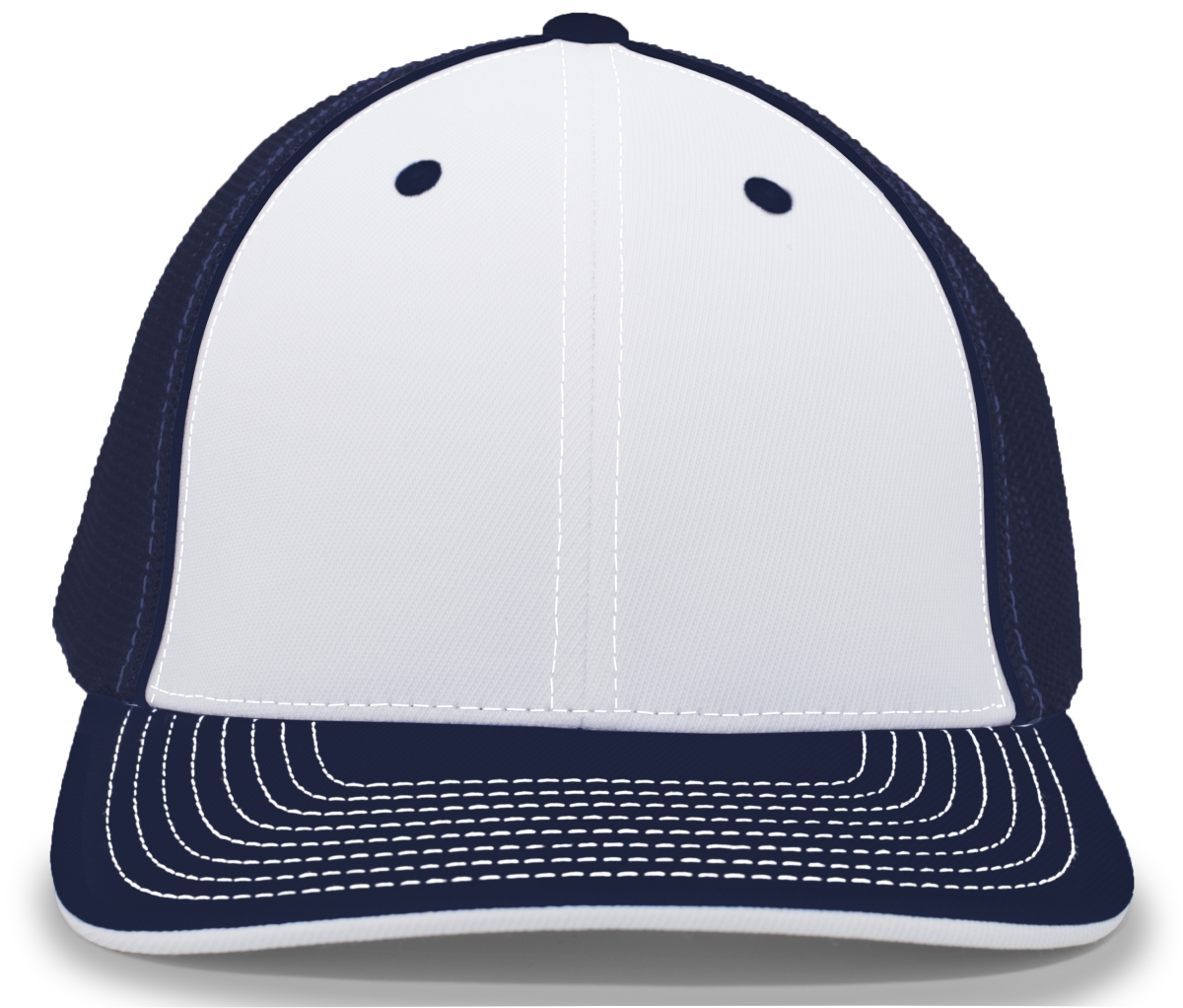 404M.R57.S-M Trucker Flexfit Cap, White & Navy - Small & Medium