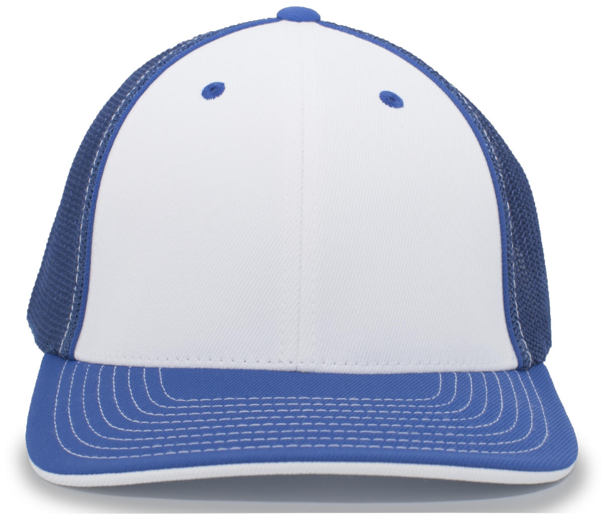 404M.R58.L-XL Trucker Flexfit Cap, White & Royal - Large & Extra Large