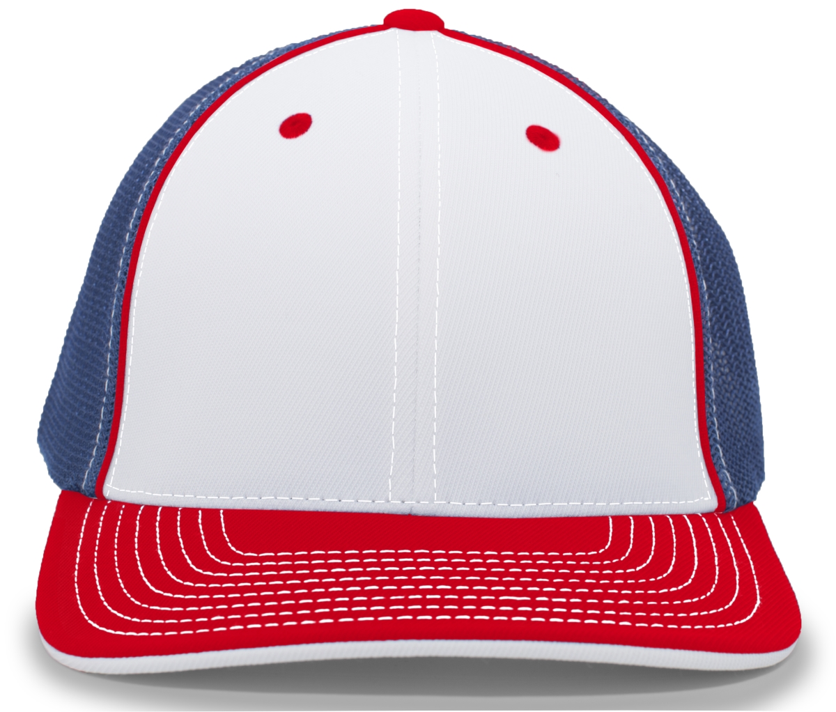 404M.X32.L-XL Trucker Flexfit Cap - White, Royal & Red - Large & Extra Large