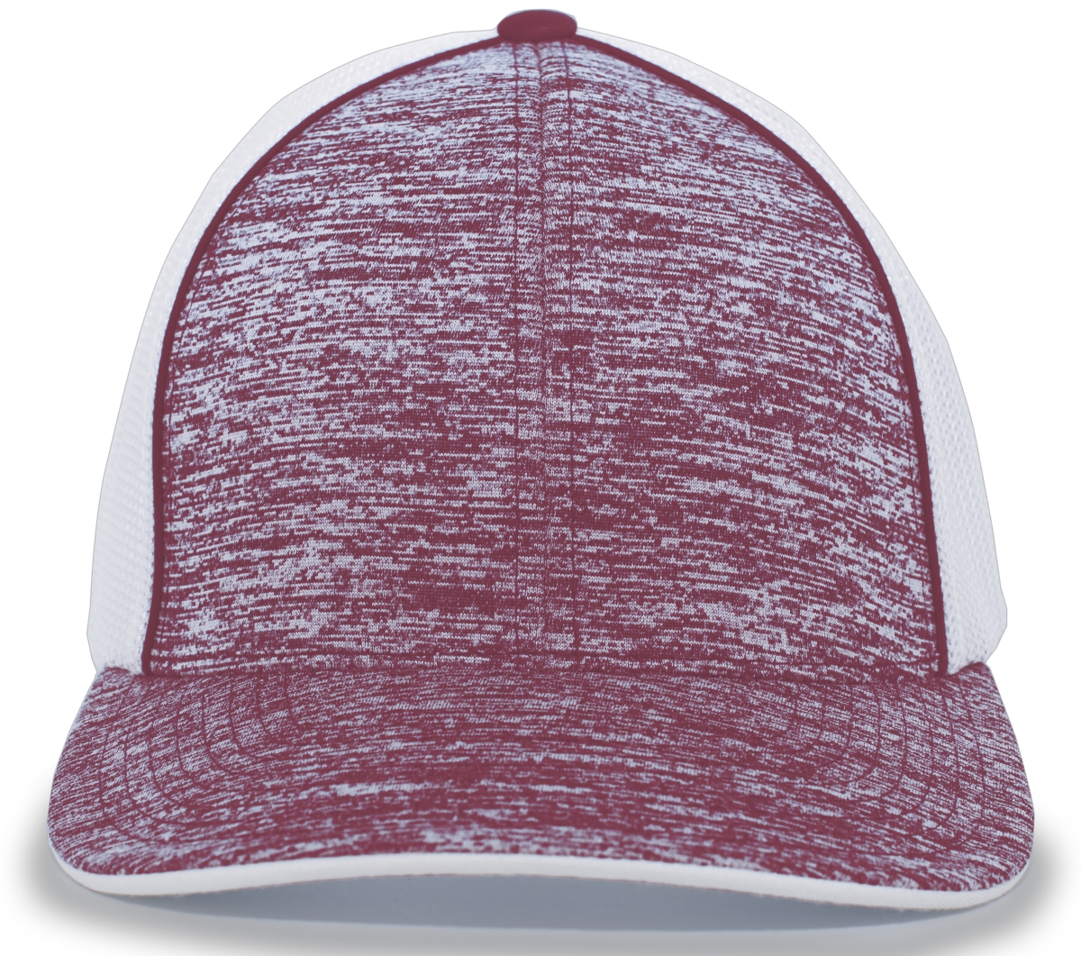 406F.20S.XS Aggressive Heather Trucker Flexfit Cap, Maroon Heather & White - Extra Small