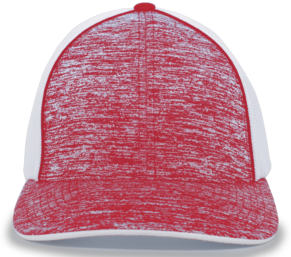 406F.33S.XS Aggressive Heather Trucker Flexfit Cap, Red Heather & White - Extra Small