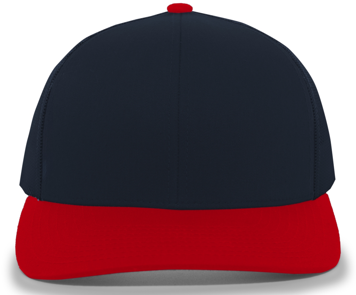 Trucker Snapback Cap, Navy & Red - One Size