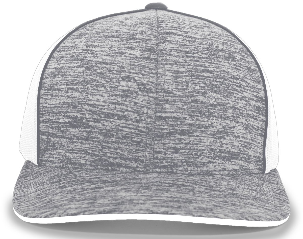 Aggressive Heather Trucker Snapback Cap, Graphite Heather & White - One Size