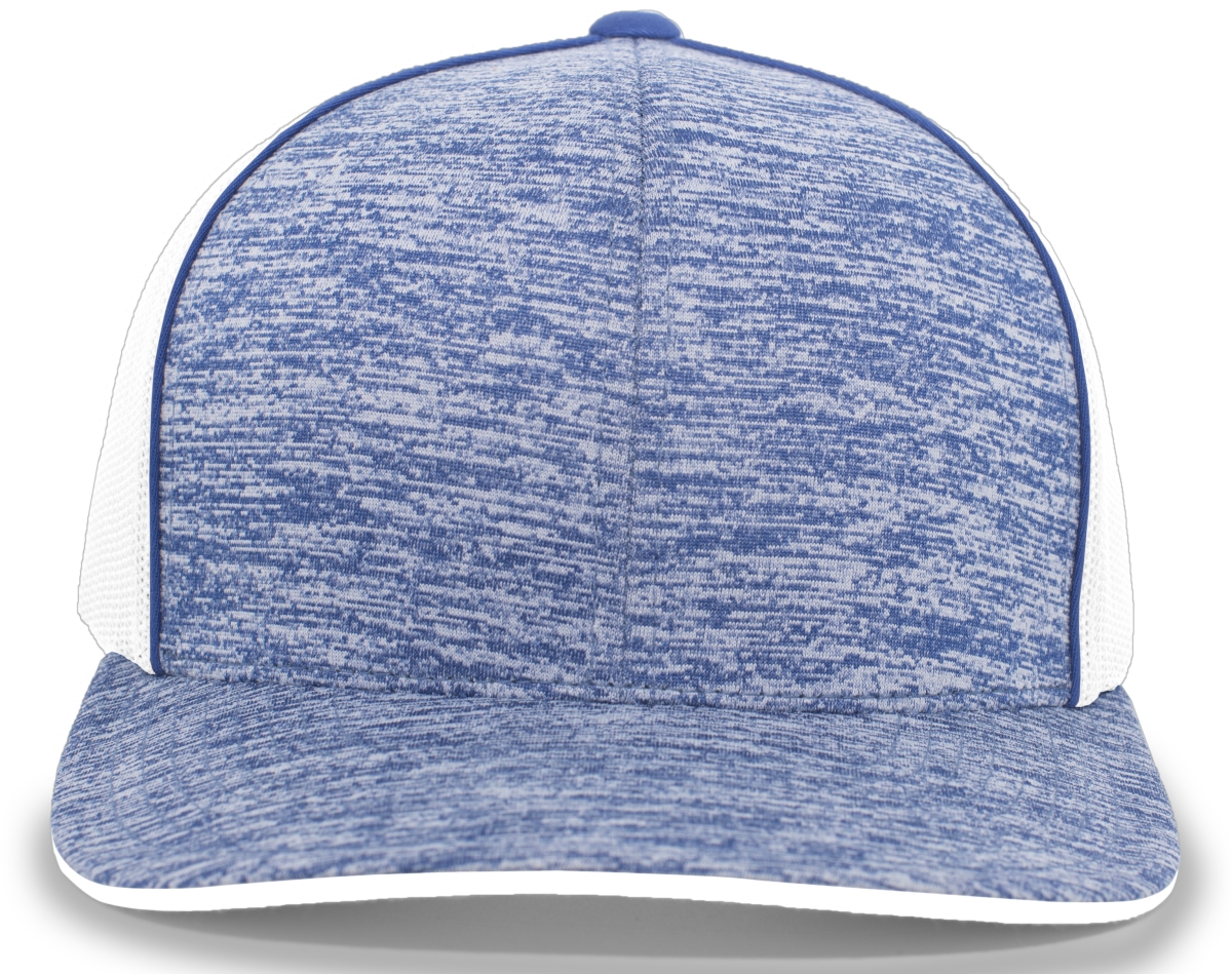 Aggressive Heather Trucker Snapback Cap, Royal Heather & White - One Size