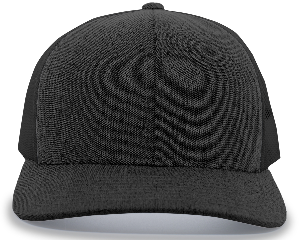 Heather Trucker Snapback Cap, Black Heather & Black - One Size
