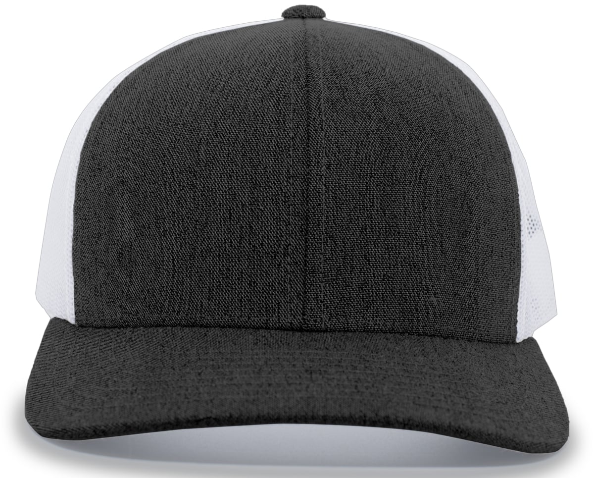 Heather Trucker Snapback Cap, Black Heather & White - One Size