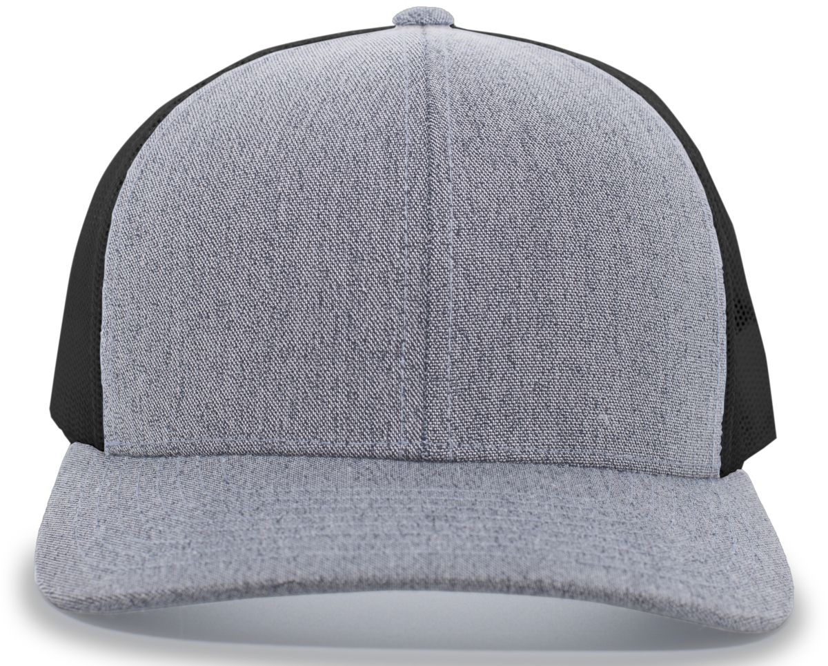 Heather Trucker Snapback Cap, Gray Heather & Black - One Size