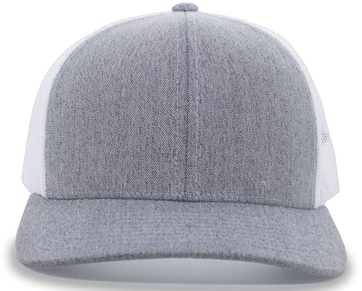 Heather Trucker Snapback Cap, Gray Heather & White - One Size
