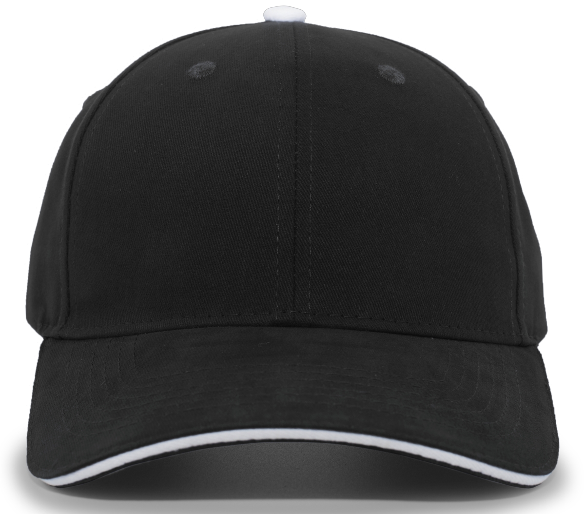 Brushed Twill Cap with Sandwich Bill, Black & White - One Size