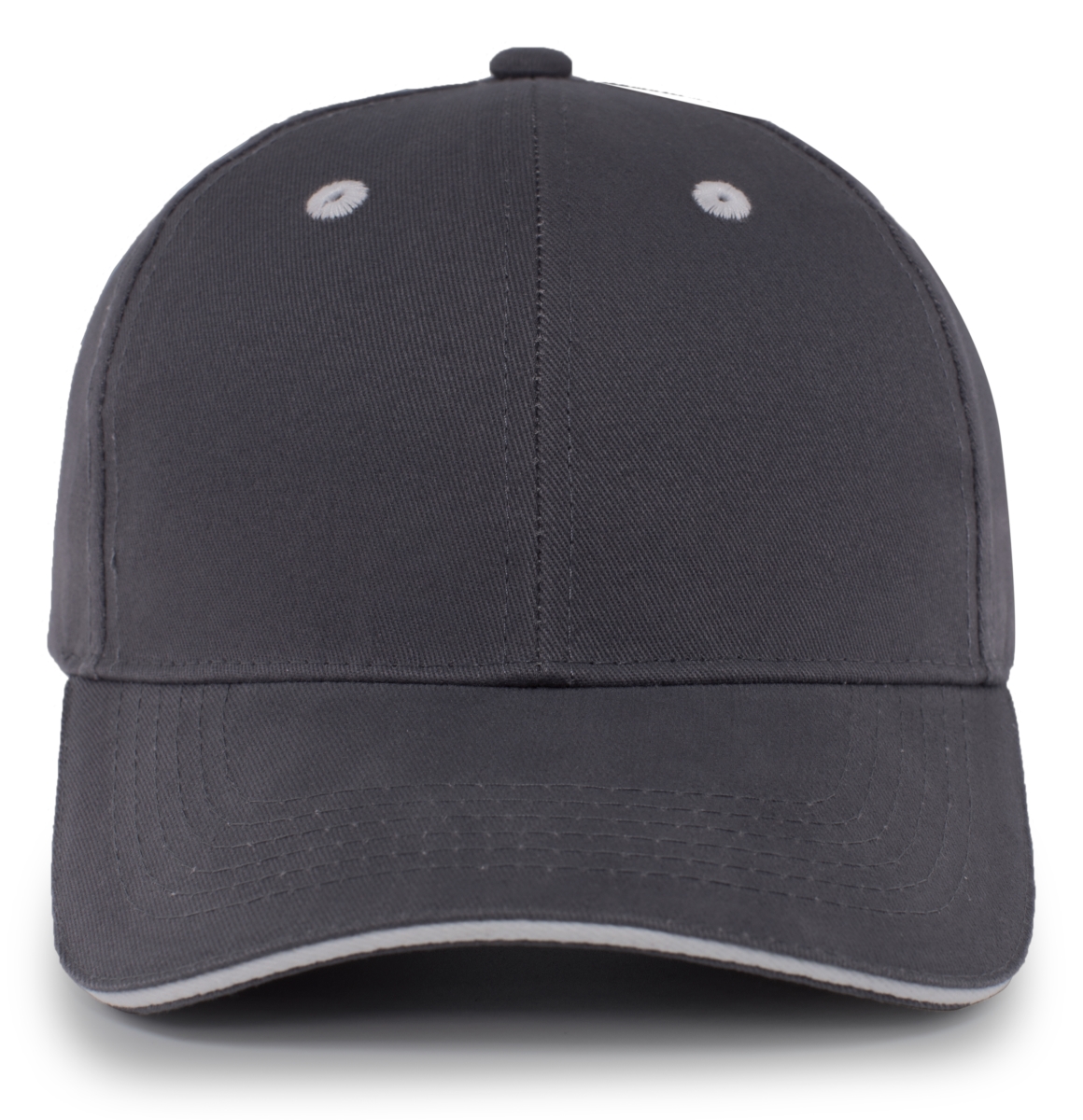 121C.R04.OS Brushed Twill Cap with Sandwich Bill, Graphite & White - One Size