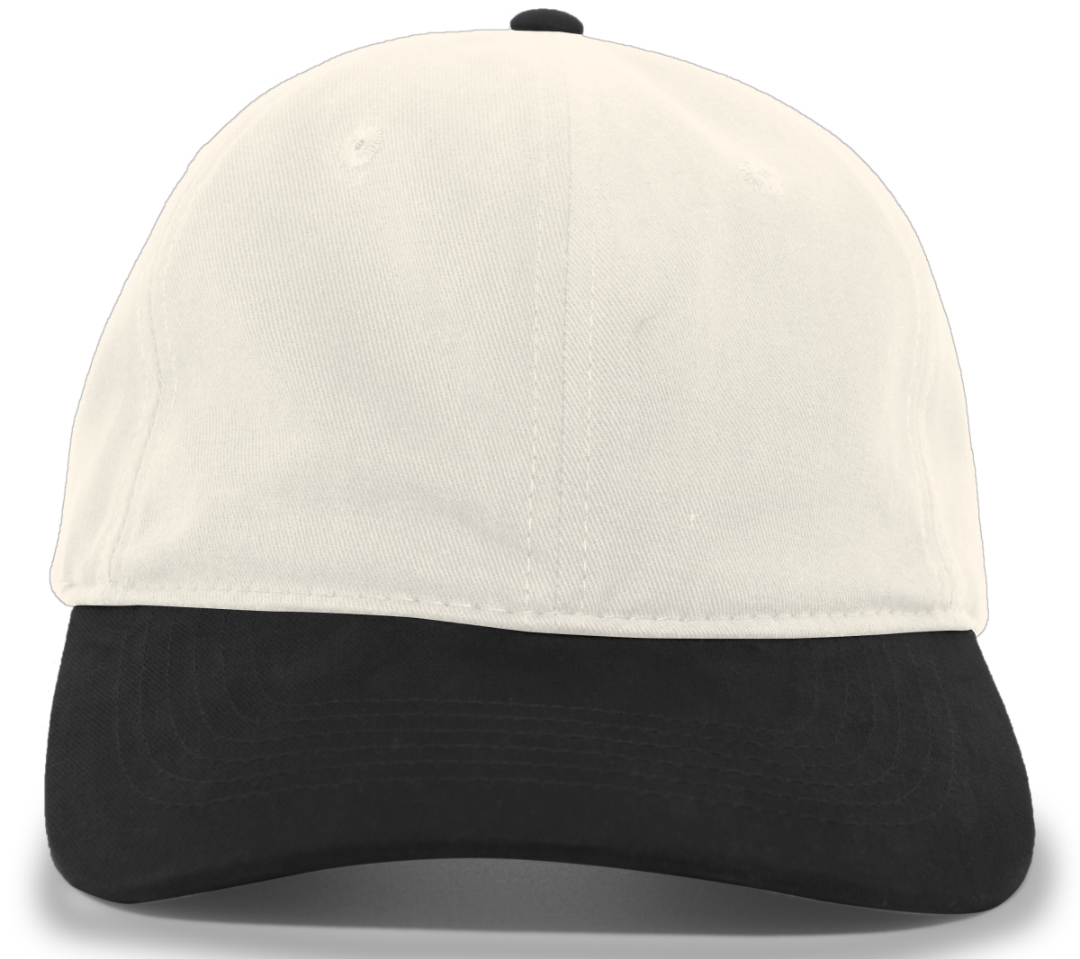 Brushed Cotton Twill Buckle Strap Adjustable Cap, Khaki & Black - One Size