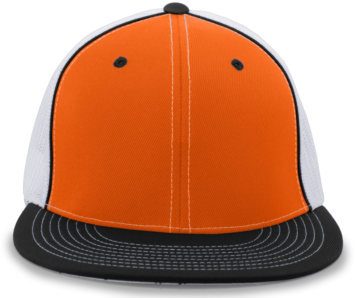 4D5.651.S-M D-Series Trucker Flexfit Cap - Orange, White & Black - Small & Medium