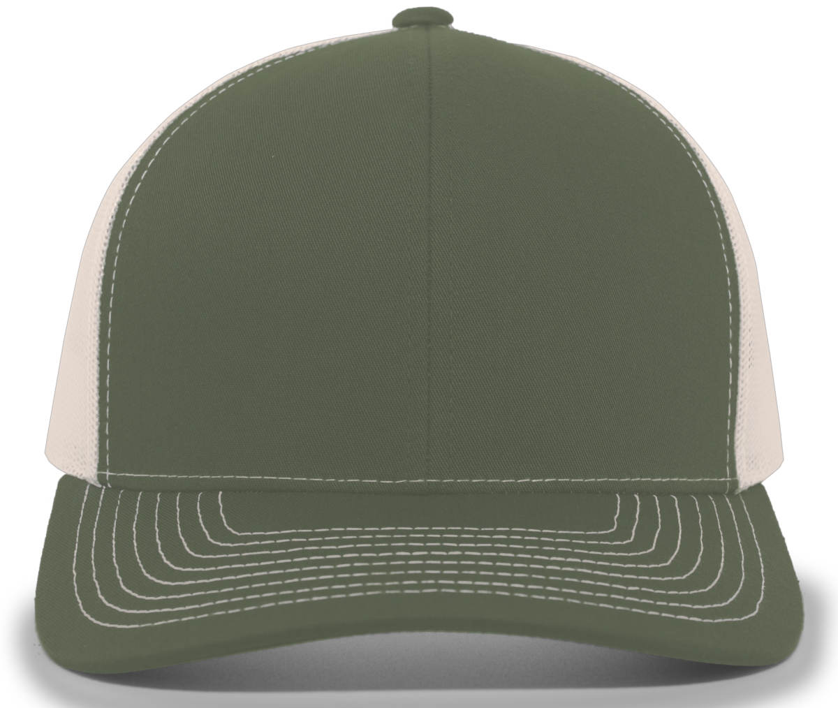 Contrast Stitch Trucker Snapback Cap, Moss Green & Beige - One Size