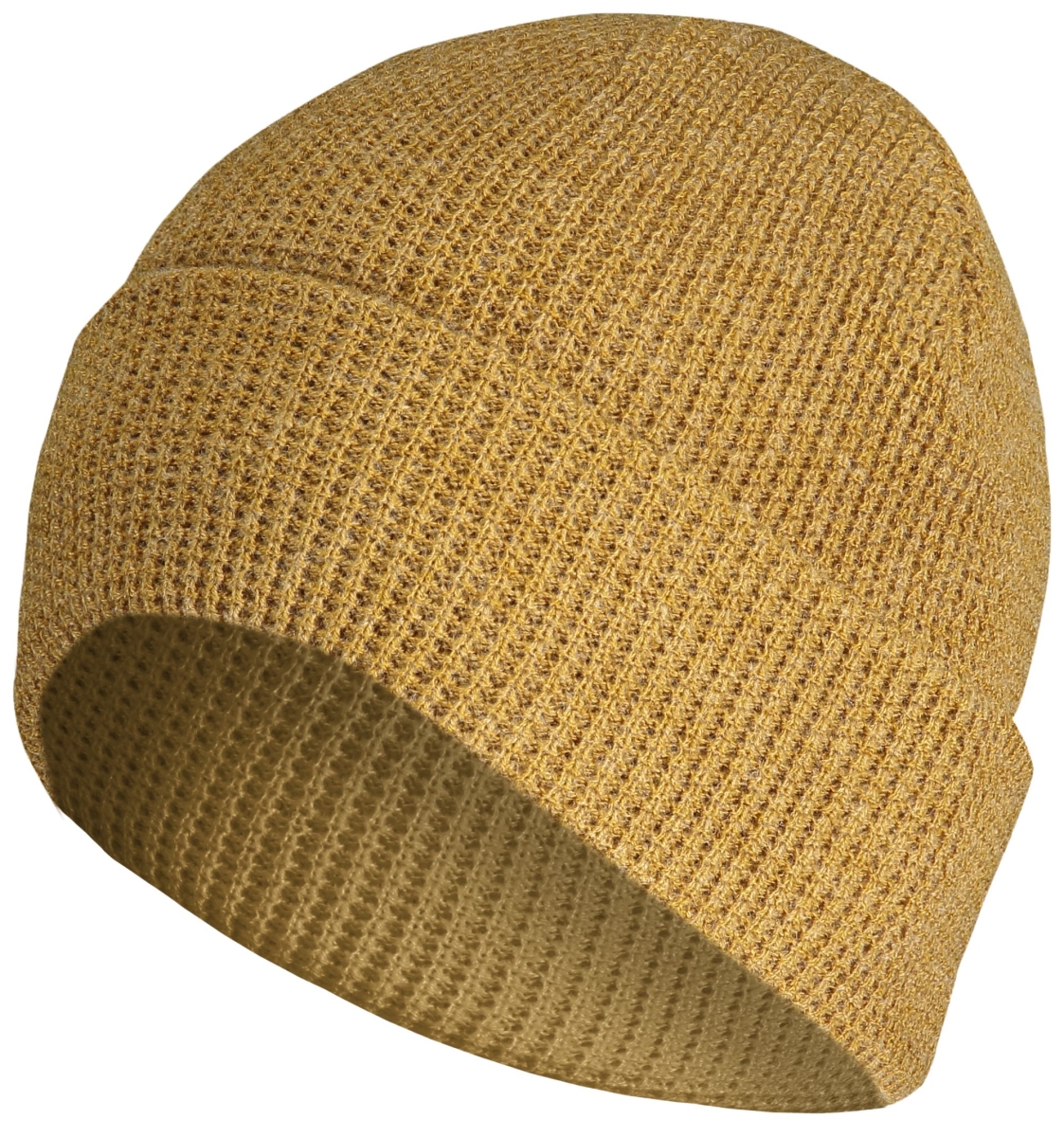 Waffle Knit Cuff Beanie Hat, Black - One Size