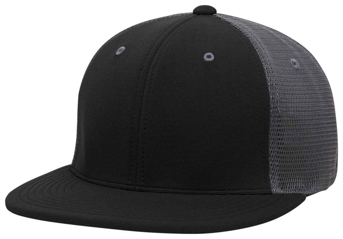 ES341.Q92.S-M Premium M2 Performance Trucker Flexfit Cap, Black & Graphite - Small & Medium