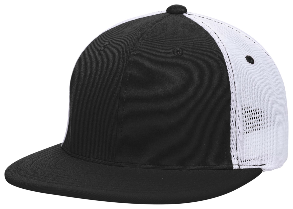 ES341.419.XS Premium M2 Performance Trucker Flexfit Cap, Black & White - Extra Small