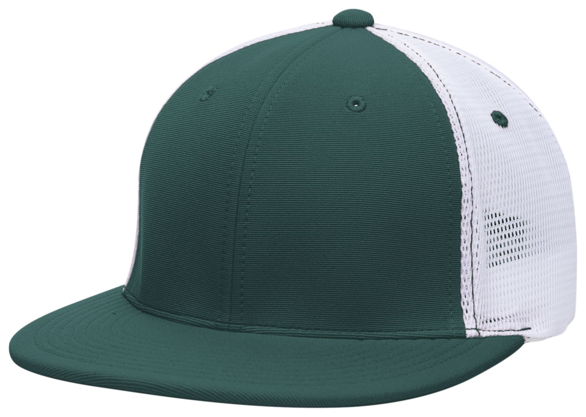 ES341.121.L-XL Premium M2 Performance Trucker Flexfit Cap, Dark Green & White - Large & Extra Large