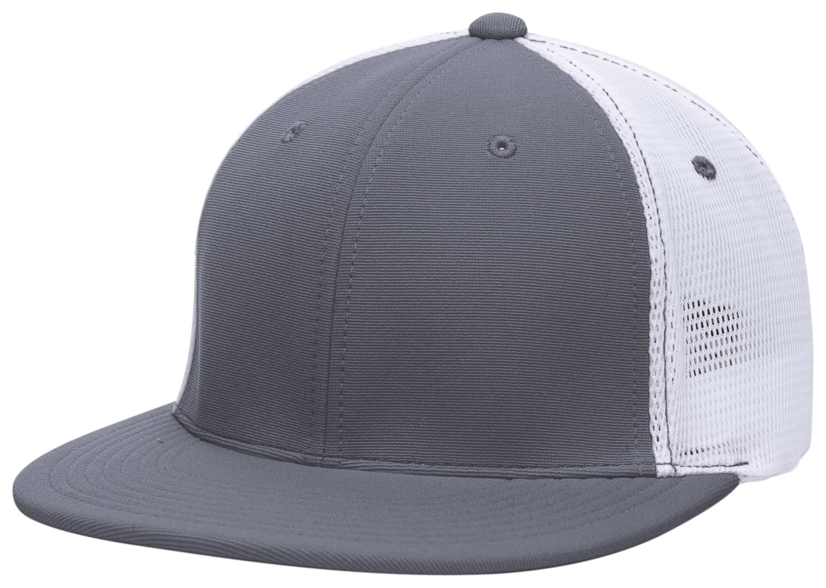 ES341.197.XS Premium M2 Performance Trucker Flexfit Cap, Graphite & White - Extra Small