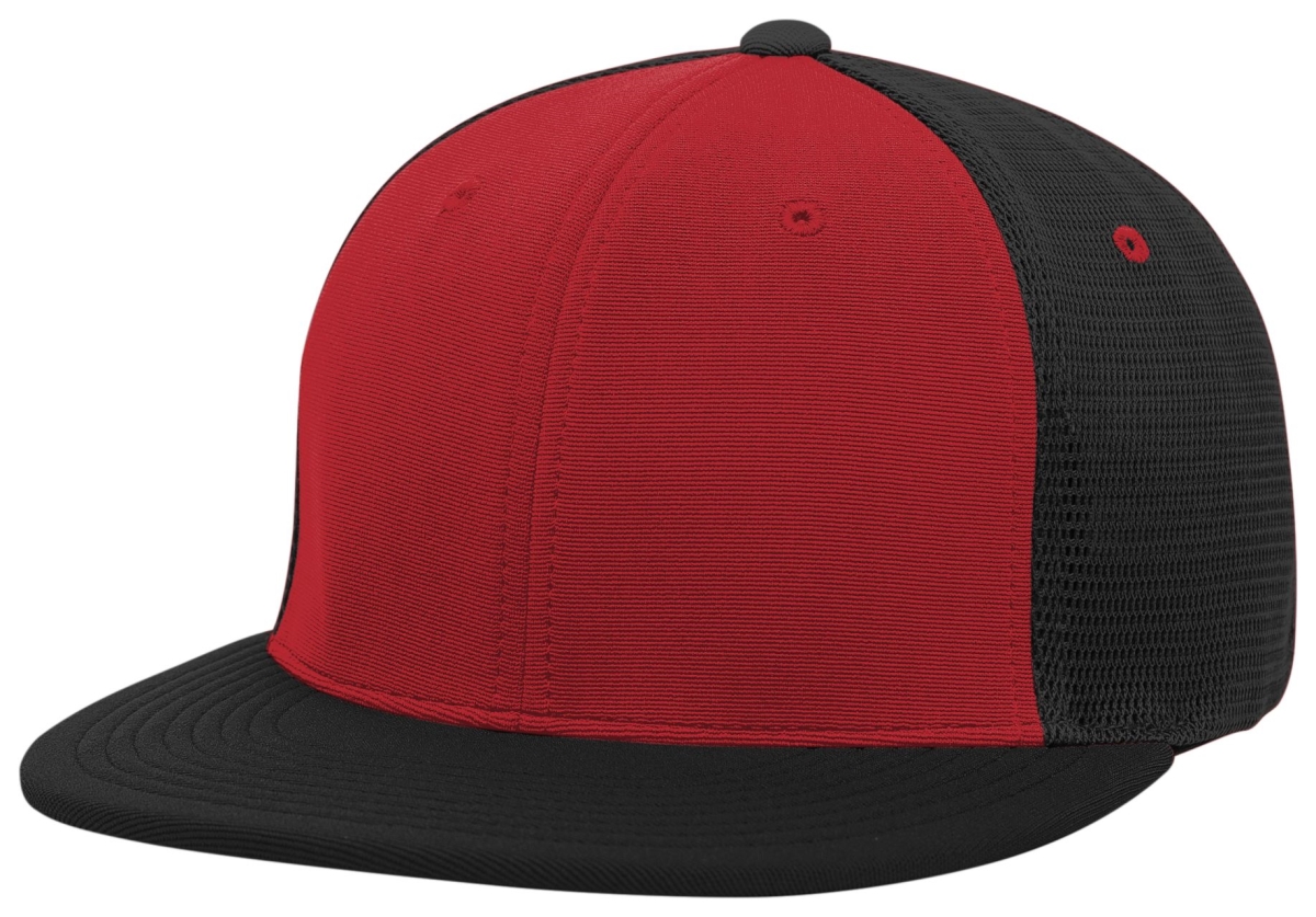 ES341.49Q.S-M Premium M2 Performance Trucker Flexfit Cap, Red & Black - Small & Medium