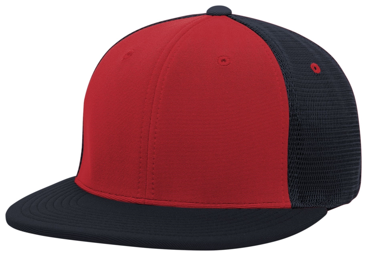 ES341.80Q.S-M Premium M2 Performance Trucker Flexfit Cap, Red & Navy - Small & Medium