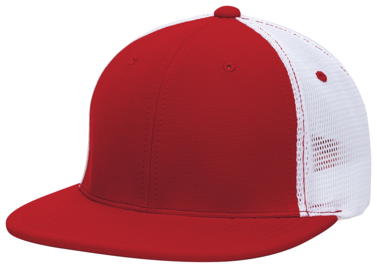 ES341.125.XS Premium M2 Performance Trucker Flexfit Cap, Red & White - Extra Small