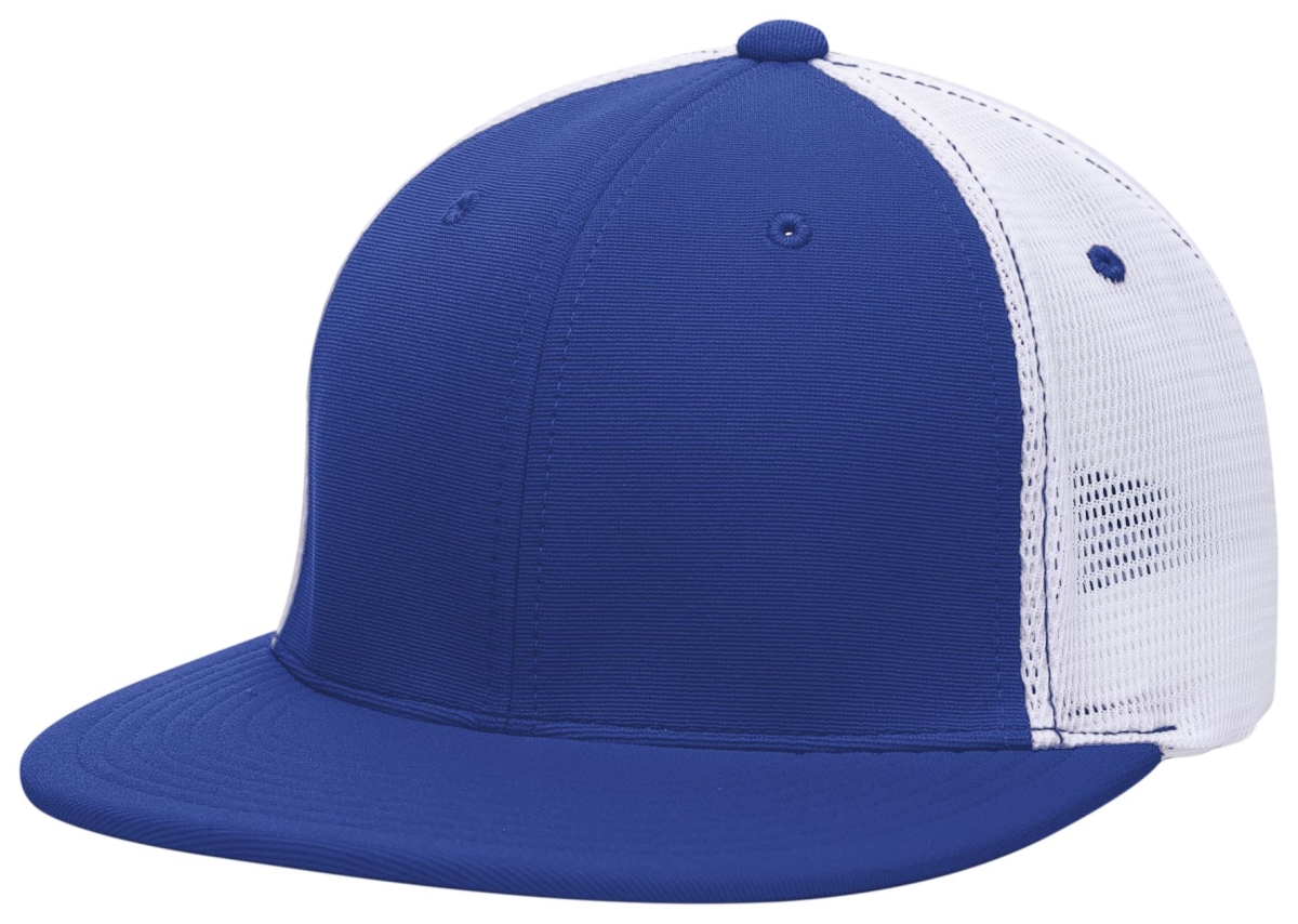 ES341.126.XS Premium M2 Performance Trucker Flexfit Cap, Royal & White - Extra Small