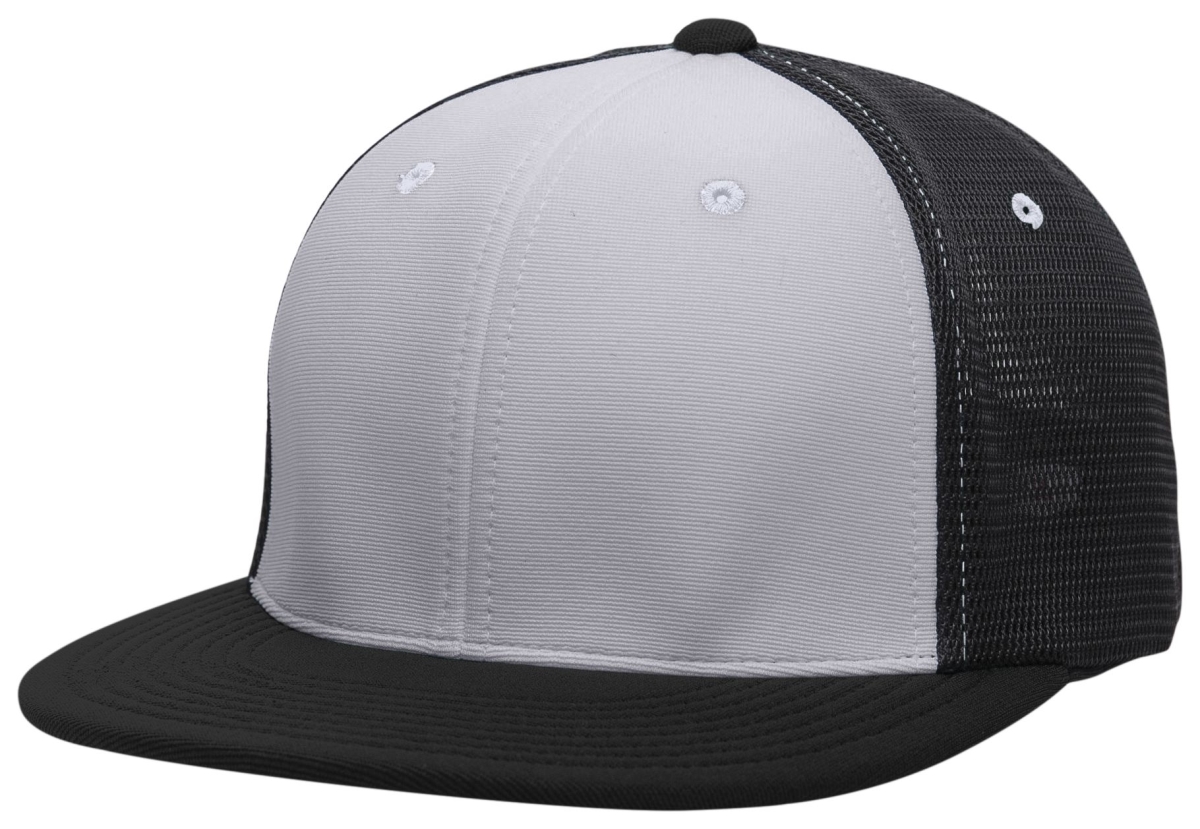 ES341.81Q.XS Premium M2 Performance Trucker Flexfit Cap, Silver & Black - Extra Small