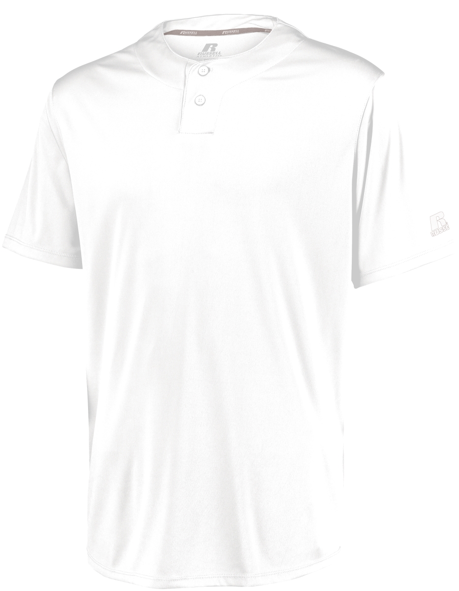 3R7X2M.WHI.L Adult Performance Two-Button Solid Jersey, White - Large