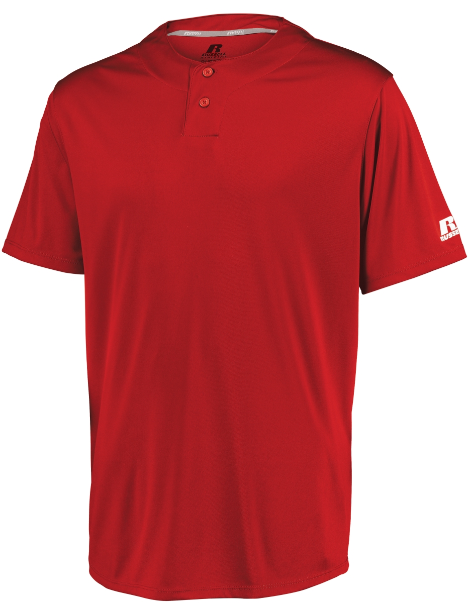 3R7X2B.TRR.L Youth Performance Two-Button Solid Jersey, True Red - Large