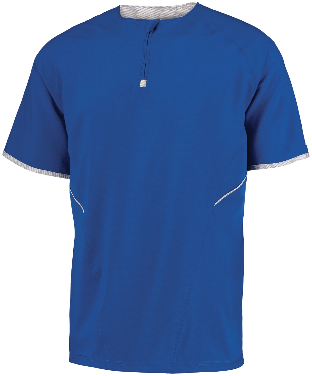 Adult Short Sleeve Pullover, Royal & White - Small
